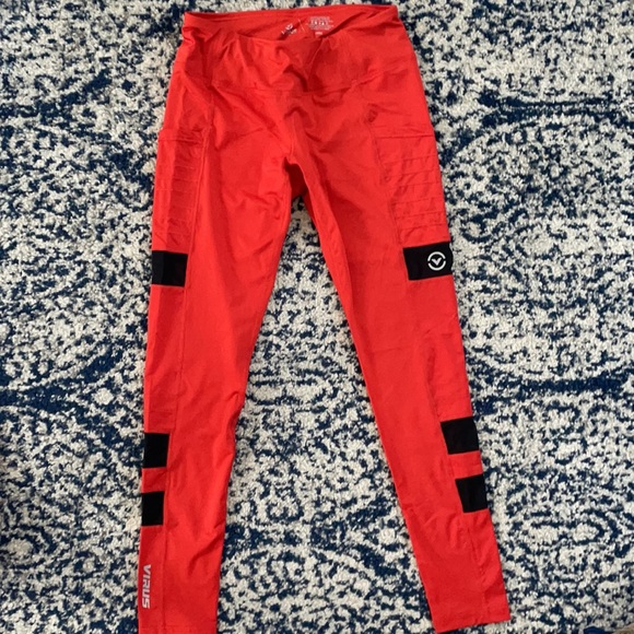 Bright red Virus workout leggings - Picture 2 of 4